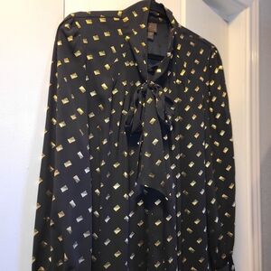 Worthington Black Blouse with Gold Accents Size XL